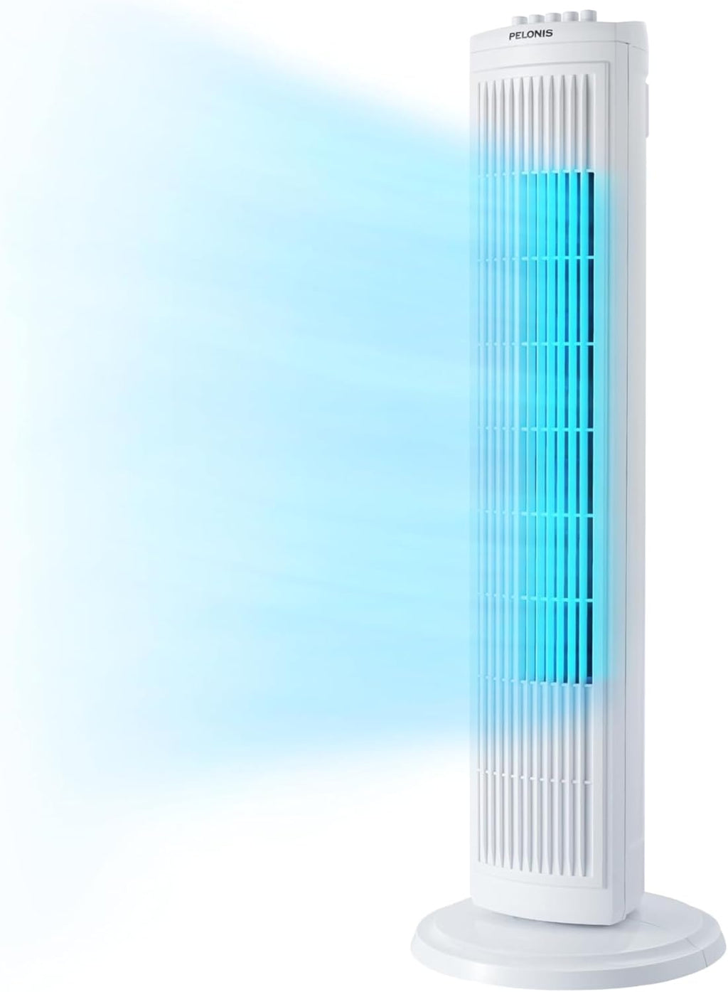PELONIS 30 Inch Tower Fan for Bedroom, Quiet Oscillating Standing Fan with 3 Speeds, Portable Cooling Fan for Home Office Dorm Room, Auto-Off Timer, White, PFT28A2BWW