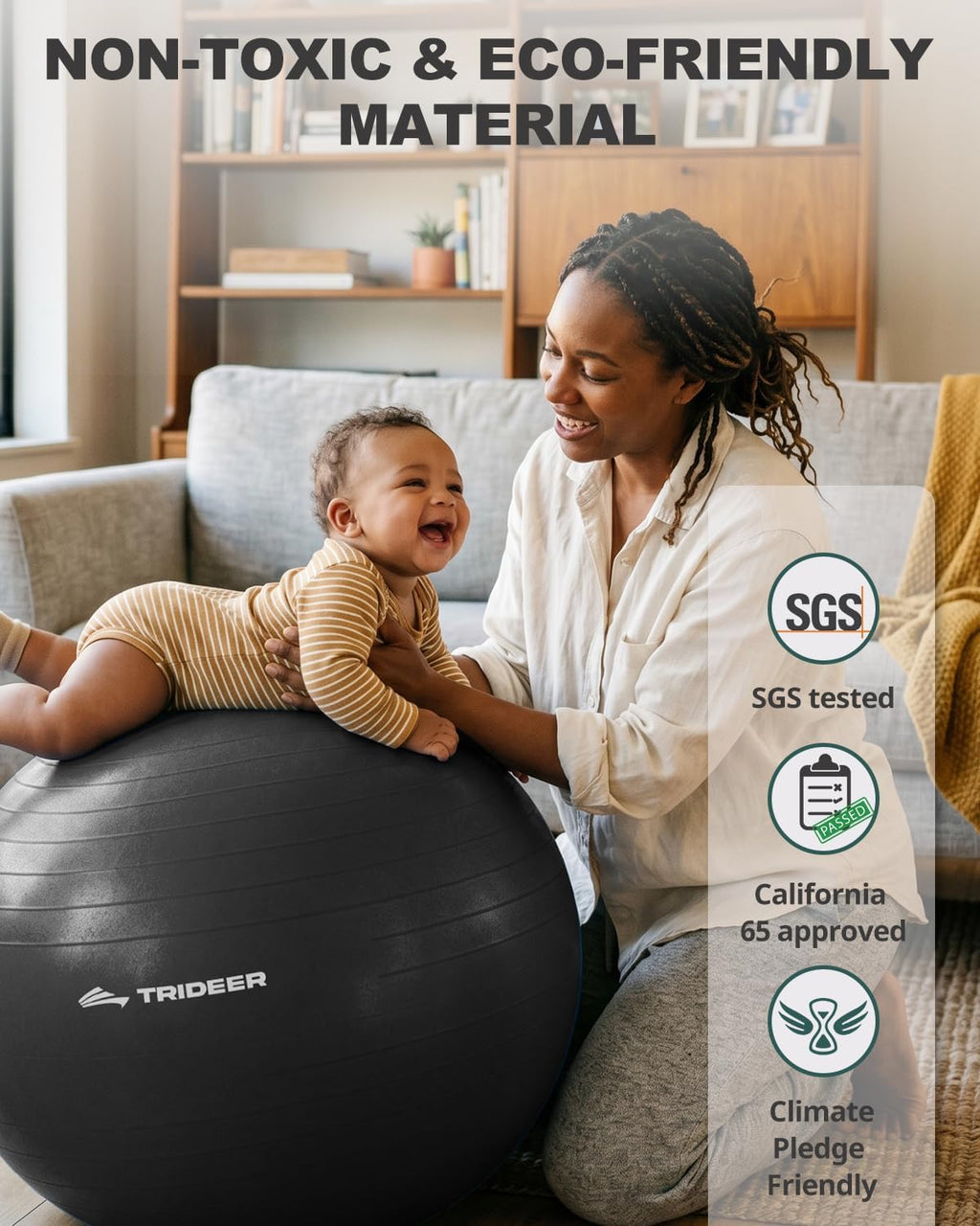 Yoga Ball for Exercise, Daily Stretching, Pilates, Core & Balance Training, Stability Ball for Pregnancy & Birthing Prep, Physical Therapy, Office Chair for Active Sitting, Quick Pump Included