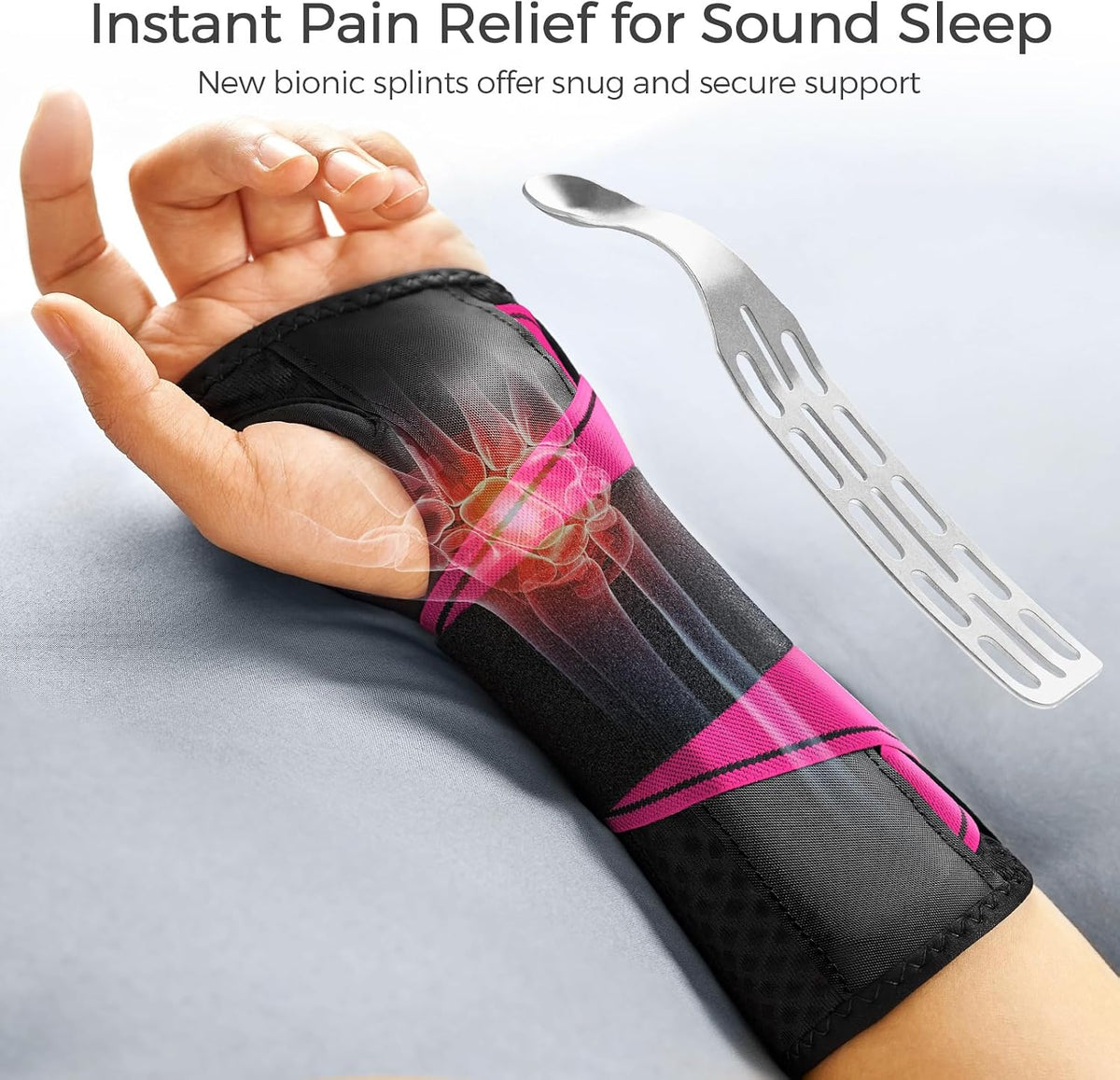 Carpal Tunnel Wrist Brace Night Support.Pink,Right Hand,S/M