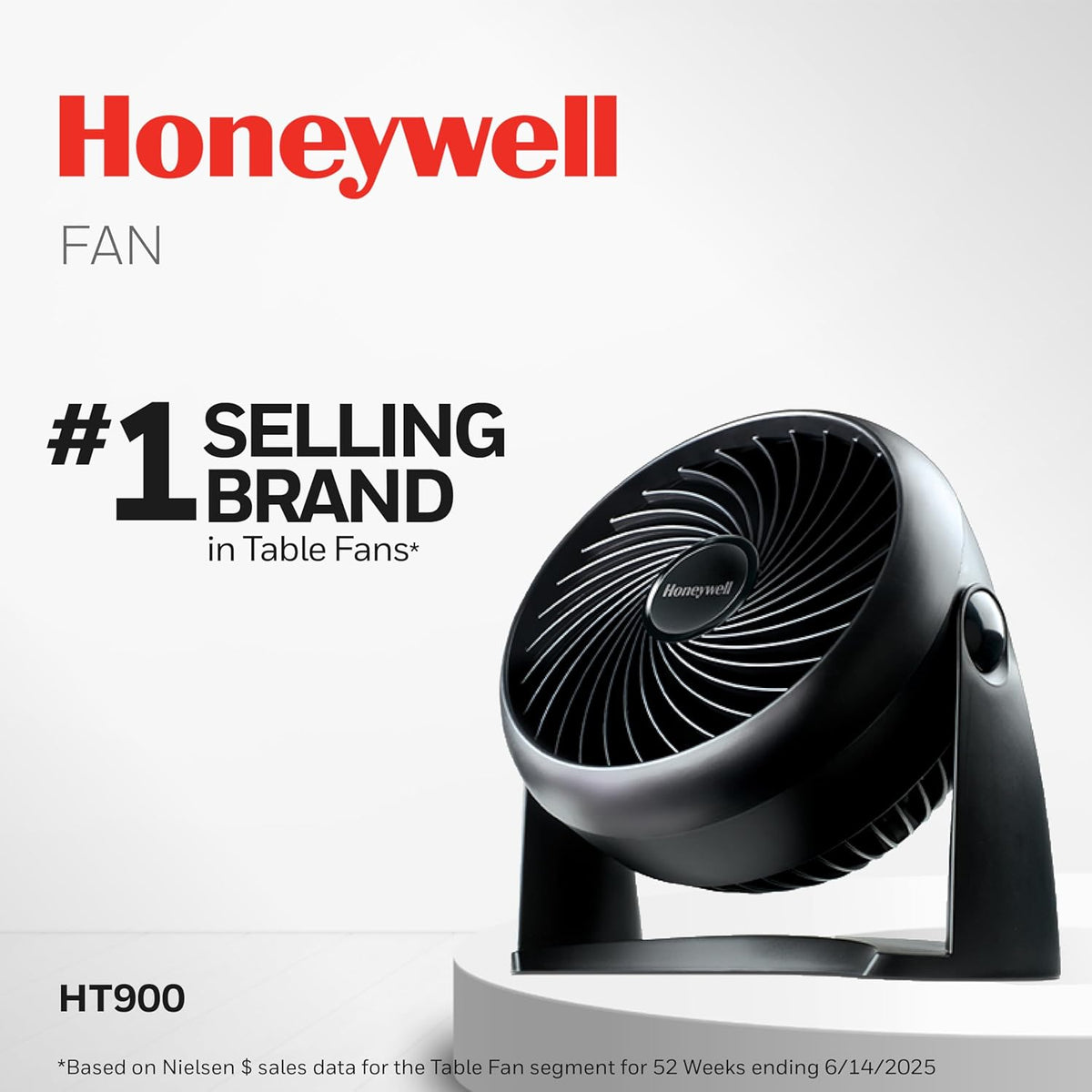 Turboforce Air Circulator, Small Tabletop Fan, Quiet Personal Fan for Home or Office, 3 Speeds, 90 Degree Pivoting Head, Black, HT900