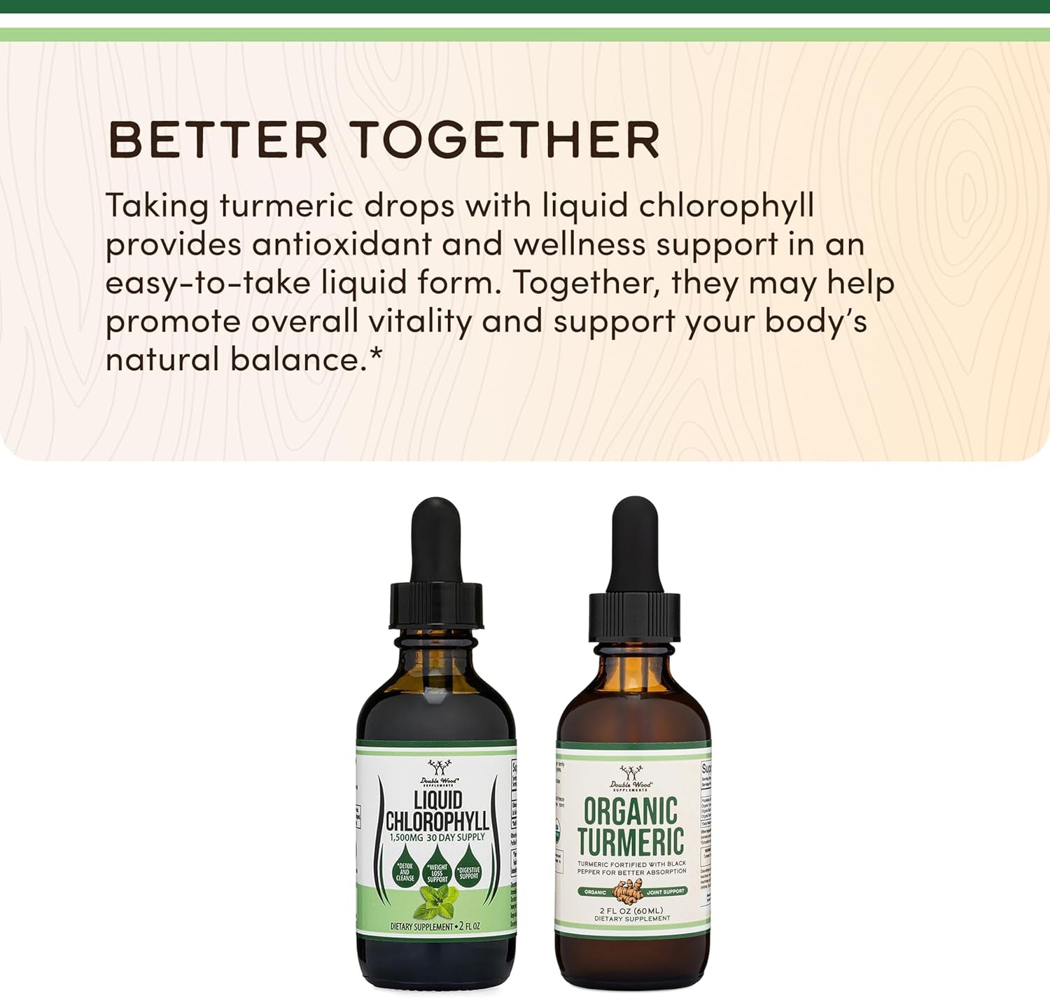 Chlorophyll Liquid Drops - for Digestion, Gut Health, Energy and Detox - Vegan Safe (Rich, Full Texture and Taste, Not Watered Down), 2Oz Peppermint Flavored, by Double Wood