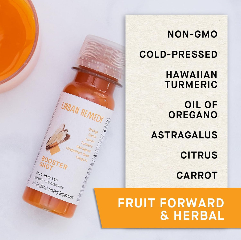 Booster Shot – Immunity Support with Turmeric, Astragalus, Oil of Oregano, and Citrus Juices for Wellness Defense. Vegan, Gluten-Free, Non-Gmo, 2 Fl Oz