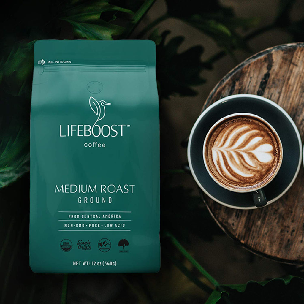 Coffee Ground Medium Roast Coffee - Low Acid Single Origin USDA Organic Coffee - Non-Gmo Ground Coffee Third Party Tested for Mycotoxins & Pesticides - 12 Ounces