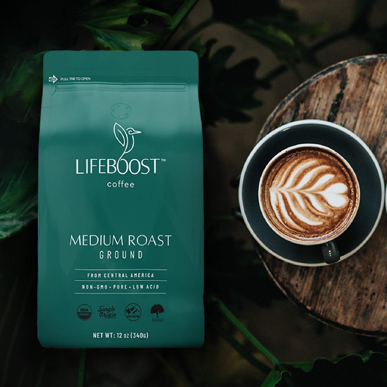 Coffee Ground Medium Roast Coffee - Low Acid Single Origin USDA Organic Coffee - Non-Gmo Ground Coffee Third Party Tested for Mycotoxins & Pesticides - 12 Ounces