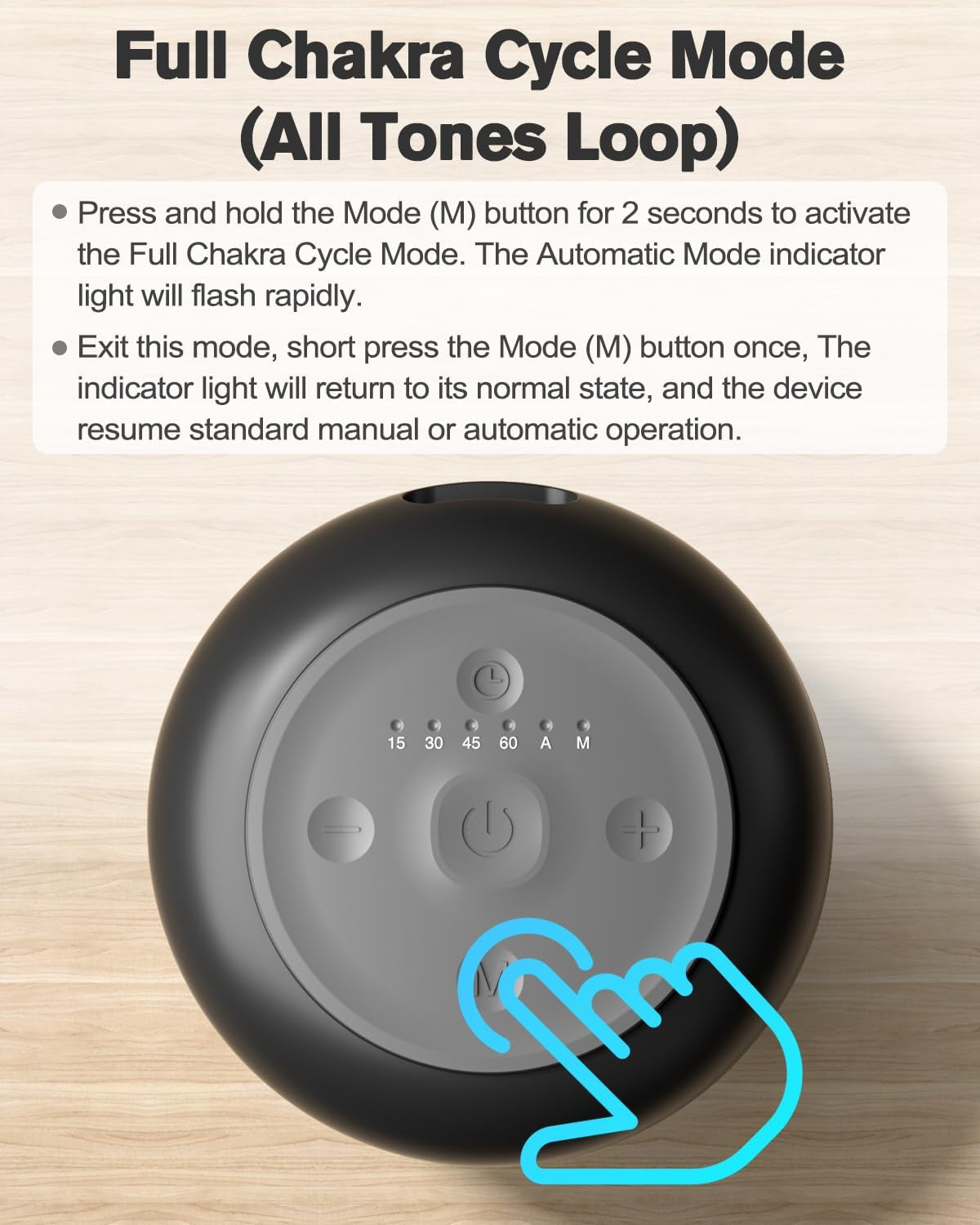 Portable Electronic Tibetan Singing Bowl, 8 Chakra Modes with 8 Chakra Cycle Play Mode, Auto/Manual Mode, Vibration & Built-In Timer, USB-C Rechargeable Meditation Device for Yoga, Reiki, Relaxation