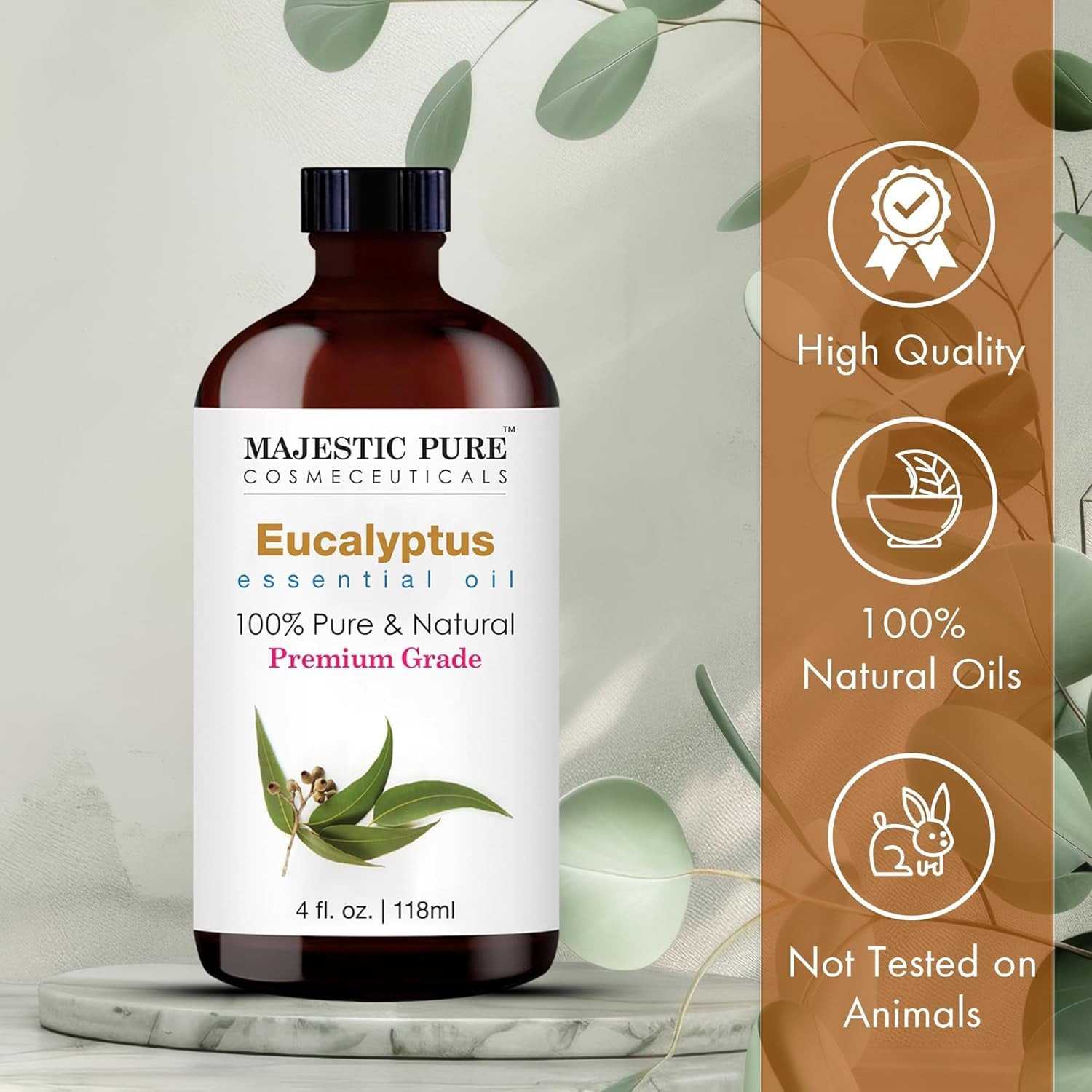 Essential Oil with Glass Dropper - 100% Pure and Natural - Essential Oils for Diffuser, Aromatherapy, Soap and Candle Making, Eucalyptus Essential Oil, Eucalyptus Oil, 4 Fl Oz