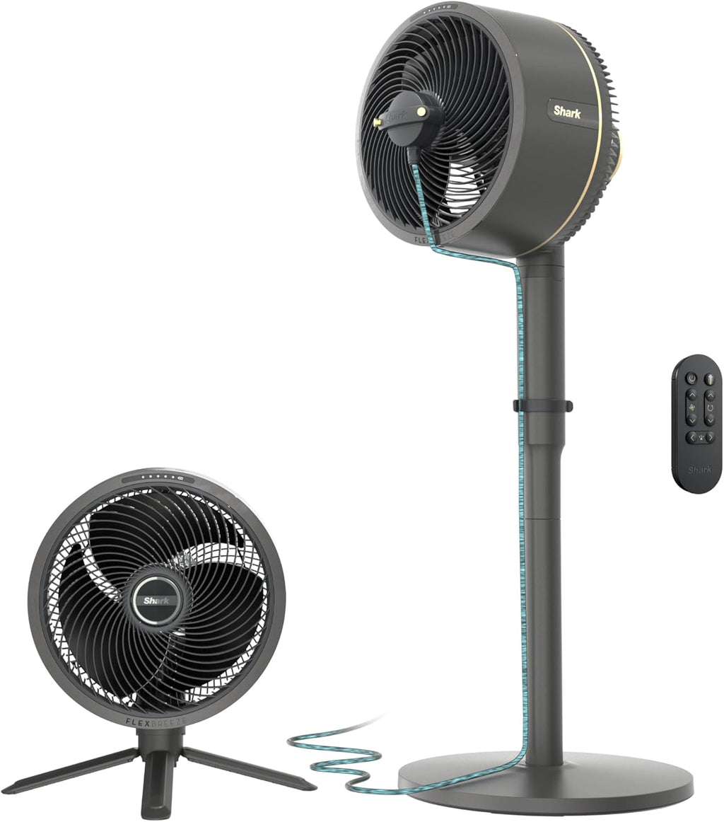 Shark Flexbreeze Fan, Indoor & Outdoor Oscillating Cooling Fan, Floor & Tabletop, Portable Cordless & Corded, Bedroom, Office & Patio Fan, Instacool Misting Attachment & Remote, Grey, FA222​