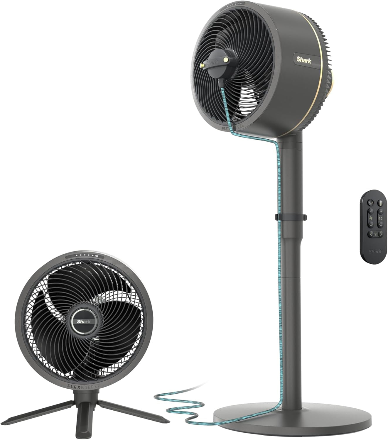 Shark Flexbreeze Fan, Indoor & Outdoor Oscillating Cooling Fan, Floor & Tabletop, Portable Cordless & Corded, Bedroom, Office & Patio Fan, Instacool Misting Attachment & Remote, Grey, FA222​