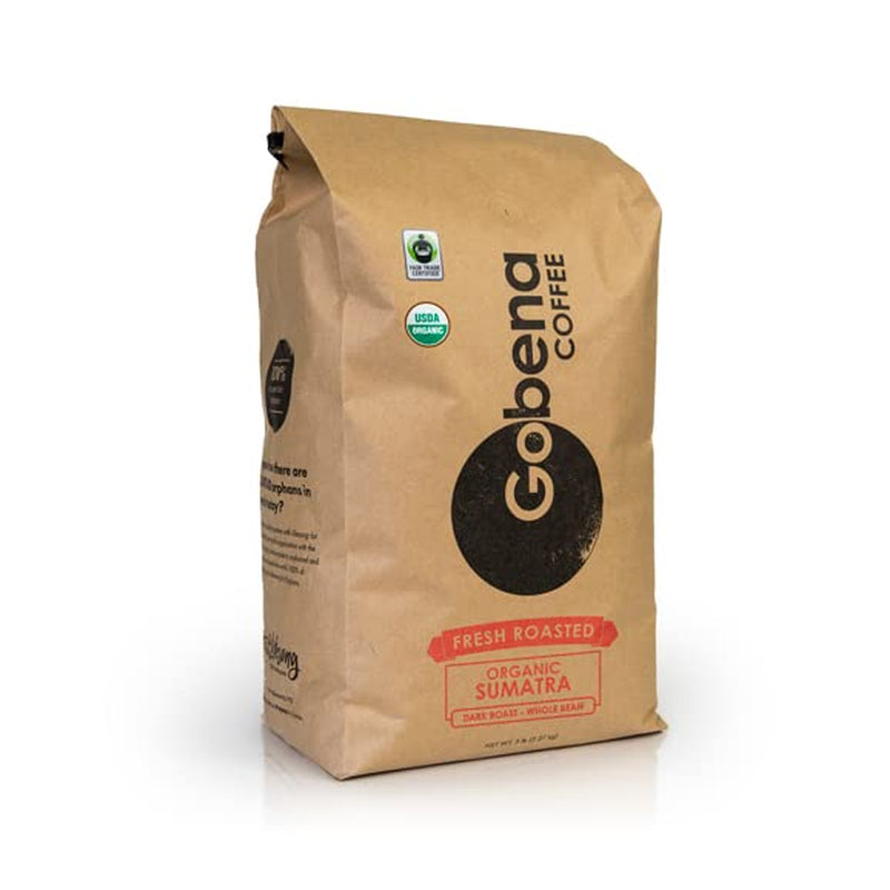 Coffee 5Lb Fair Trade Organic Certified Sumatra Whole Bean, Dark Roast, 100% Arabica Specialty Coffee, 80 Ounces, 5 Pounds, Bulk