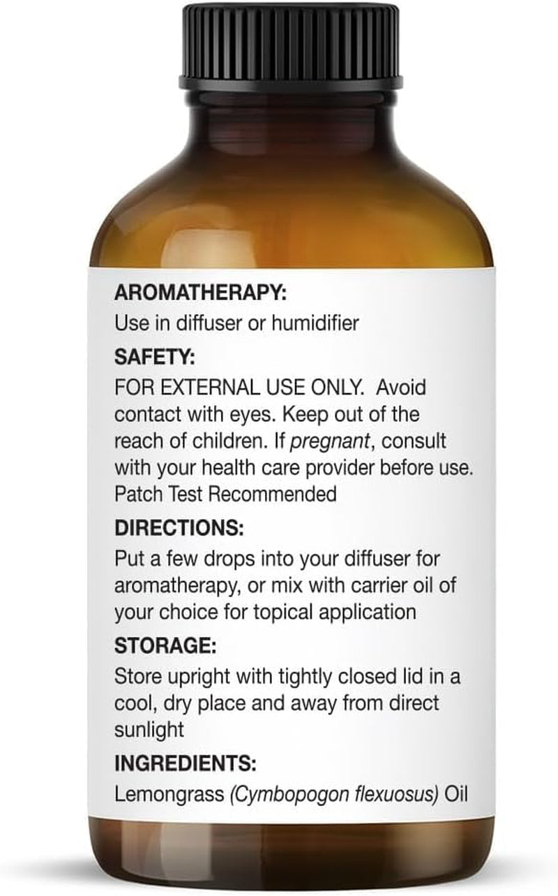 Essential Oil with Glass Dropper - 100% Pure and Natural - Essential Oils for Diffuser, Aromatherapy, Soap and Candle Making, Lemongrass Essential Oil, Lemongrass Oil, 4 Fl Oz