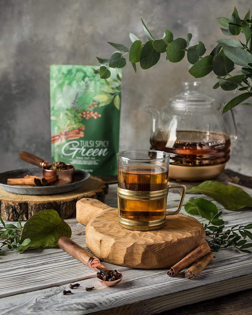Organic Green Loose Leaf Tea with Tulsi, Cloves and Cinnamon – Kosher, No Natural or Artificial Flavors – 4 Oz