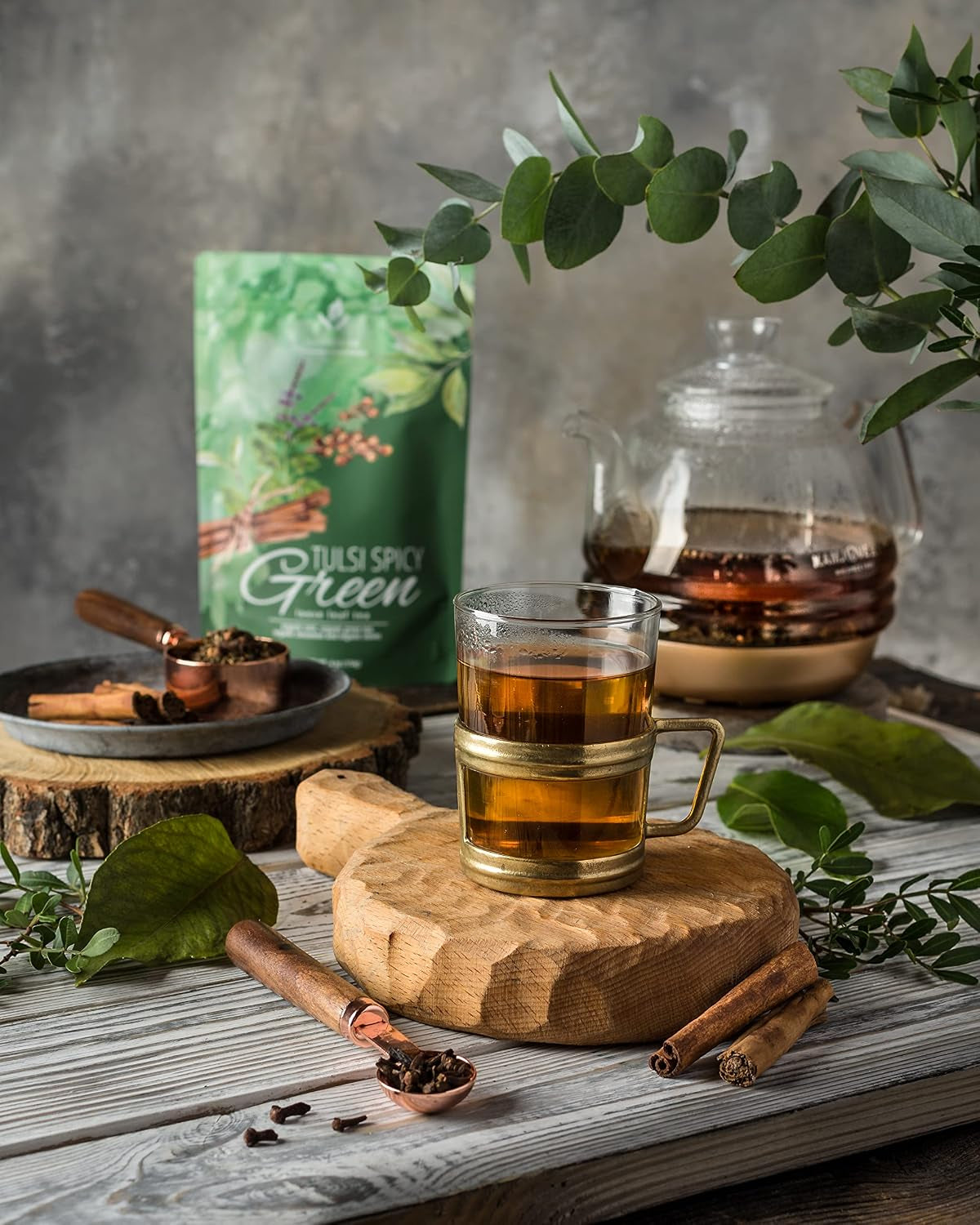 Organic Green Loose Leaf Tea with Tulsi, Cloves and Cinnamon – Kosher, No Natural or Artificial Flavors – 4 Oz