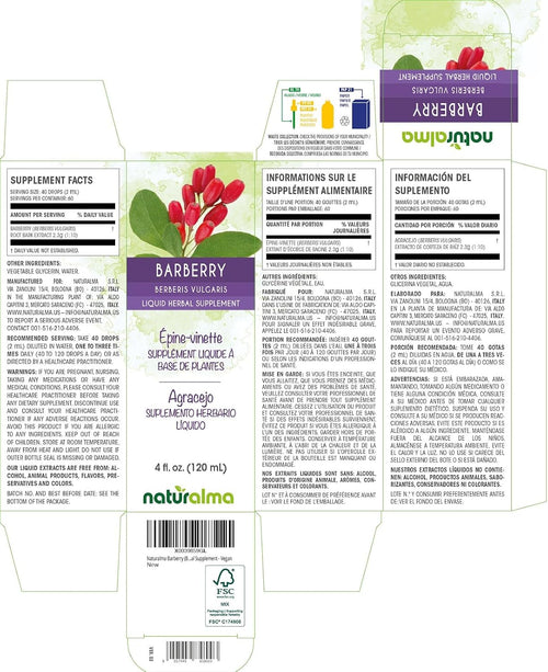 Barberry (Berberis Vulgaris) Root Bark Alcohol-Free Tincture - 4 Fl Oz Liquid Extract in Drops - Herbal Supplement - Vegan