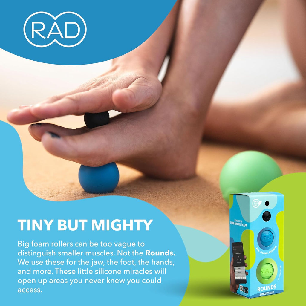 Rounds – 3 Density Yoga Massage Ball Set for Deep Tissue Myofascial Release – Therapy Balls for Feet, Back, Neck, Jaw & Forearms – Trigger Point & Mobility Therapy (3-Pack)