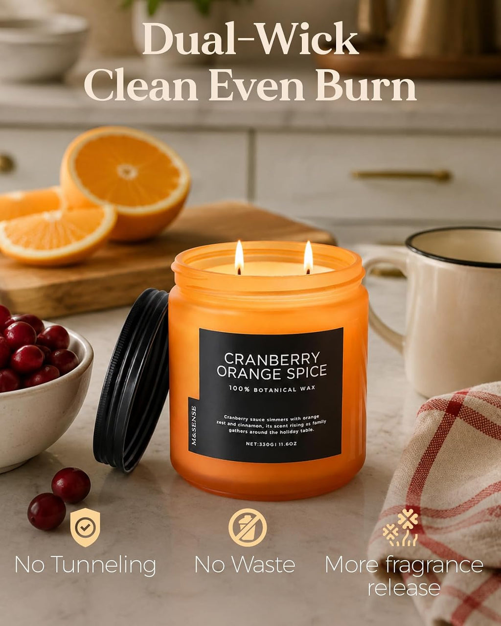 Cranberry Orange Spice Holiday Candle 11.6Oz for Festive Home Decor