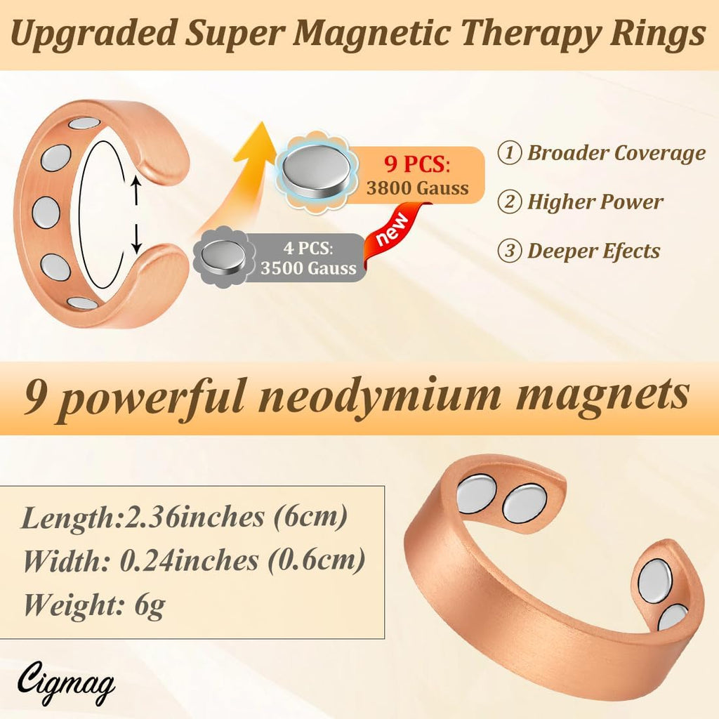 Magnetic Copper Rings for Women Strong Magnets Pure Copper
