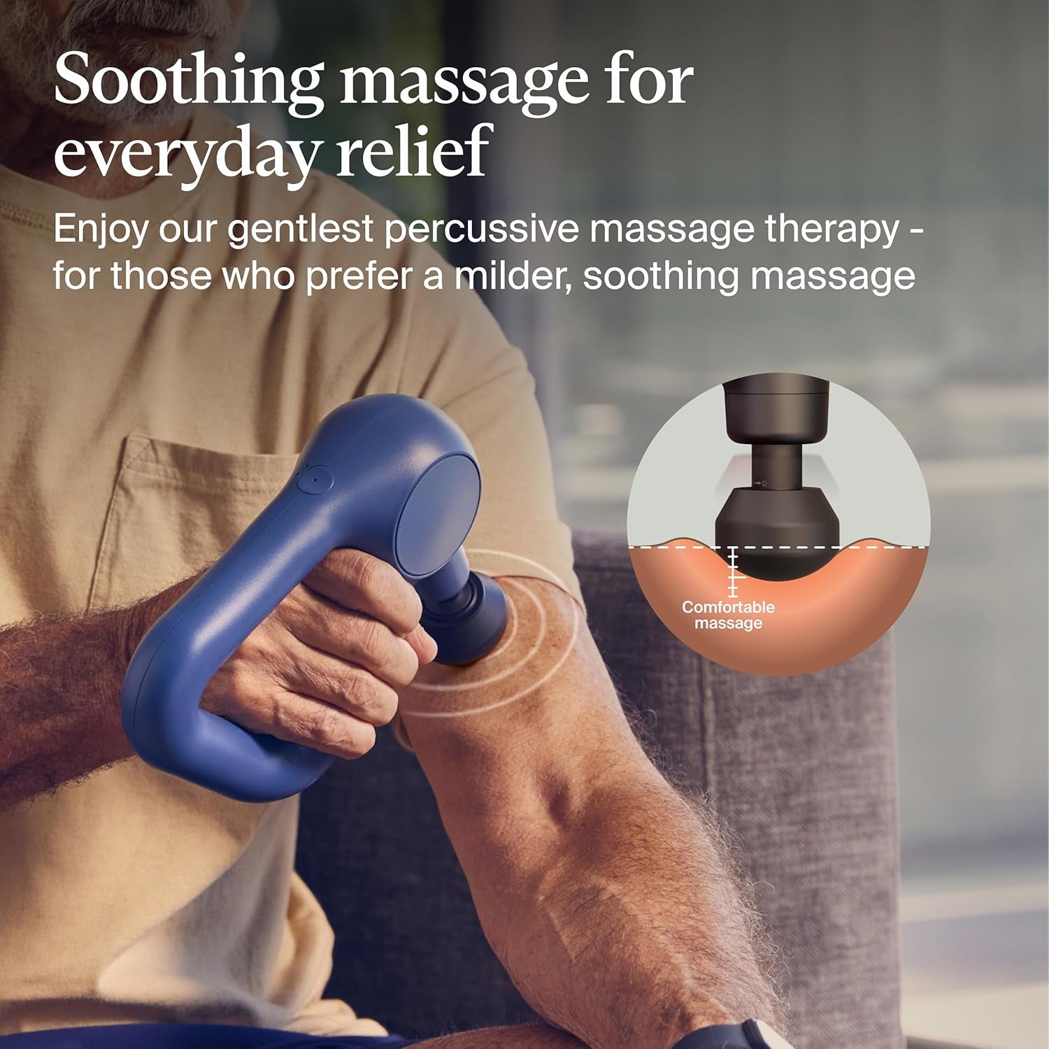 Theragun Therabody Relief Handheld Percussion Massage Gun - Easy-To-Use, Comfortable & Light Personal Massager for Every Day Pain Relief Massage Therapy in Neck, Back, Leg, Shoulder and Body (Navy)