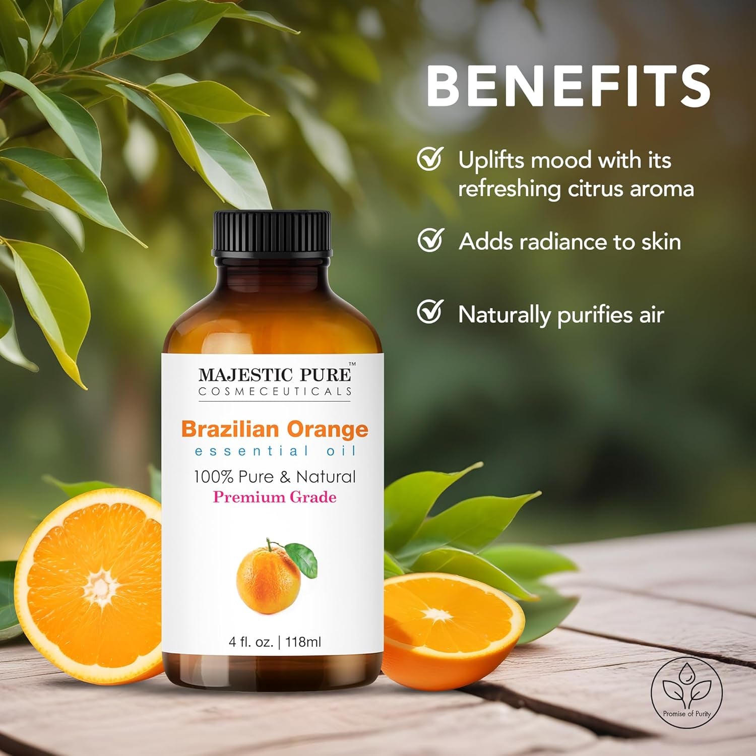 Essential Oil with Glass Dropper - 100% Pure and Natural - Essential Oils for Diffuser, Aromatherapy, Soap and Candle Making, Brazillian Orange Essential Oil, Orange Oil, 4 Fl Oz