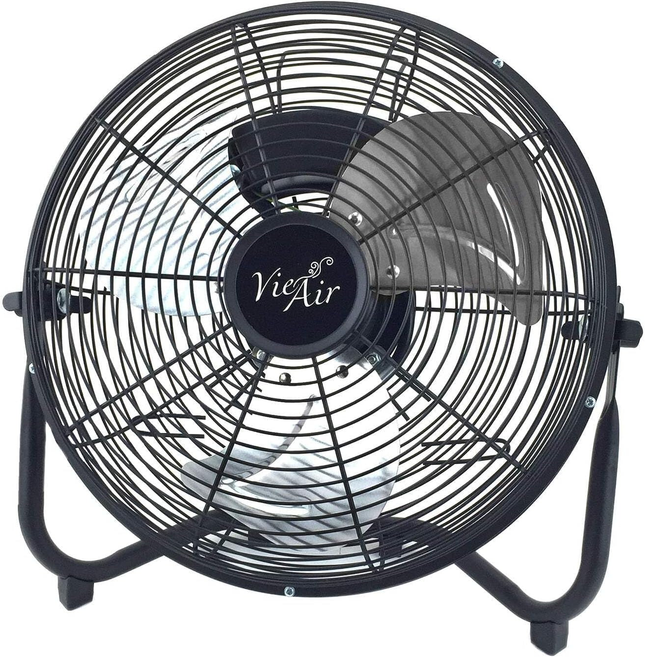 12 Inch Industrial Powerful and Quiet Heavy Duty Metal Floor Fan, Black