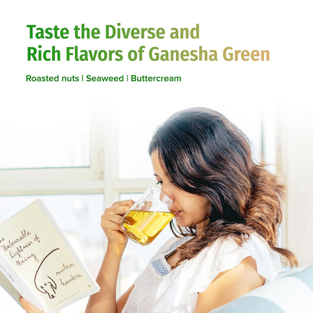 Organic Green Tea Loose Leaf - from a Family Farm in the Himalayas - Award-Winning Premium Green Tea Leaves Loose Leaf - 3.5Oz /100G (Ganesha Green)