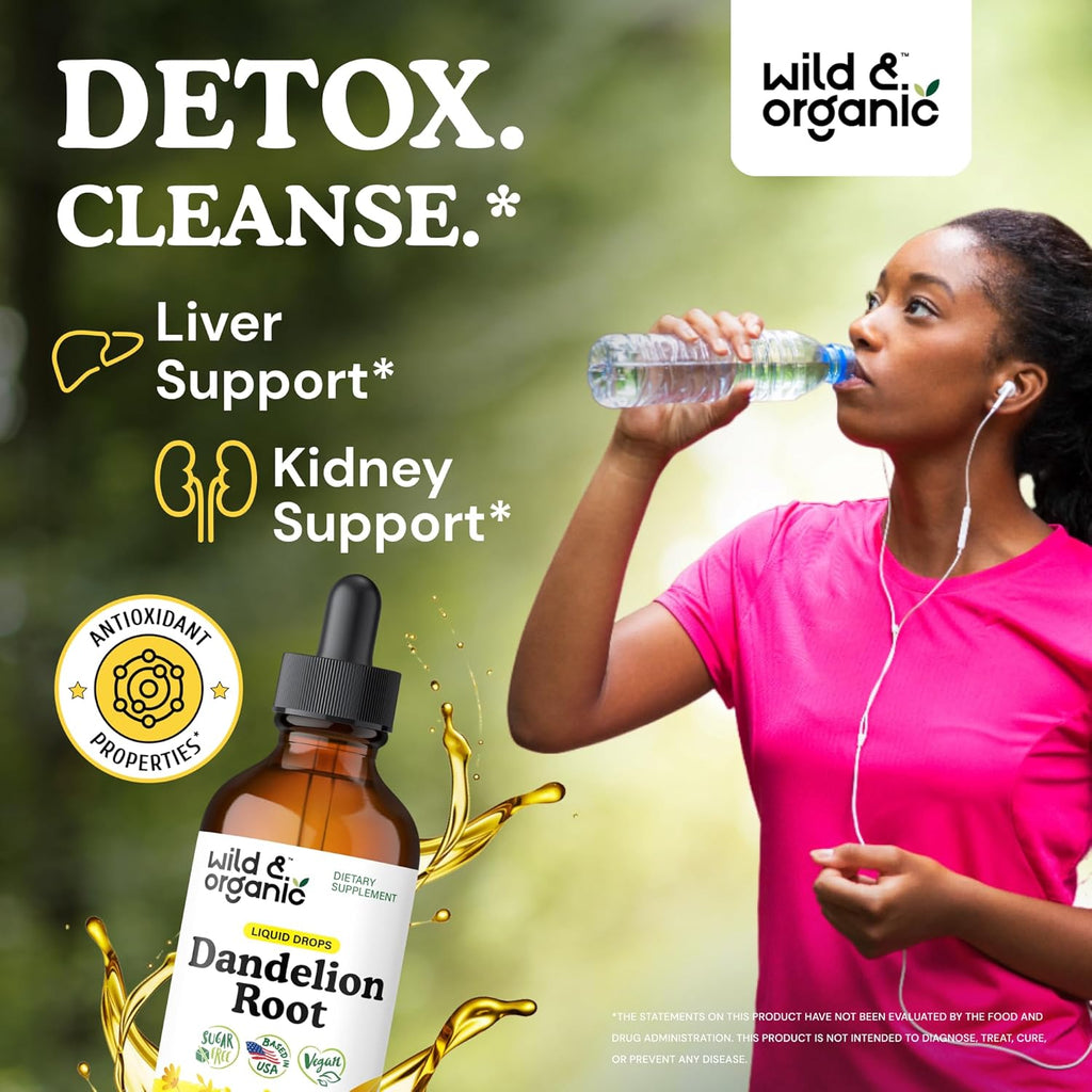 Dandelion Root Extract Drops - Liver Cleanse Detox - Herbal Dandelion Tincture - Liver Support Supplement - Add to Tea - Vegan, Sugar & Alcohol-Free Liquid Drops - 4 Fl Oz