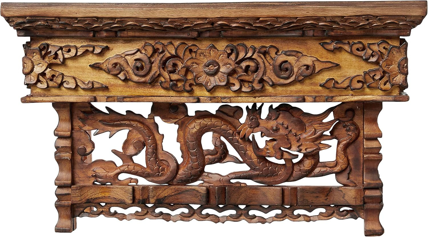 Small Altar Table, Meditation Table Altar, Small Puja Table, Meditation Altar Wood Wiccan Buddhist, Tea Japanese, Low Side Dragon (Small)