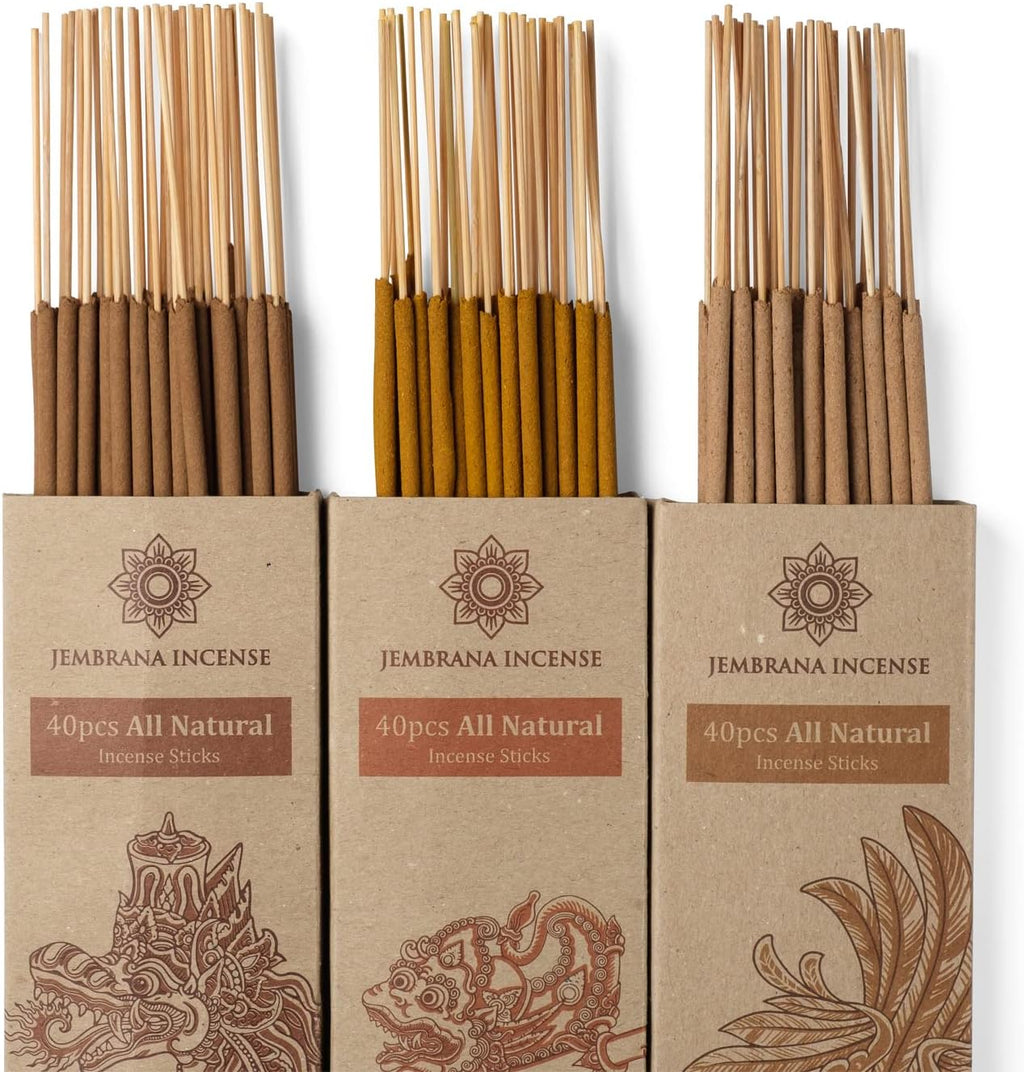 - Natural Aromatic Stick Incense - Made from Wood Bark, and Herbal Powders - No Perfumes or Fragrances - Variety Set of Agarwood, Frankincense and Turmeric, Total of 120 Sticks