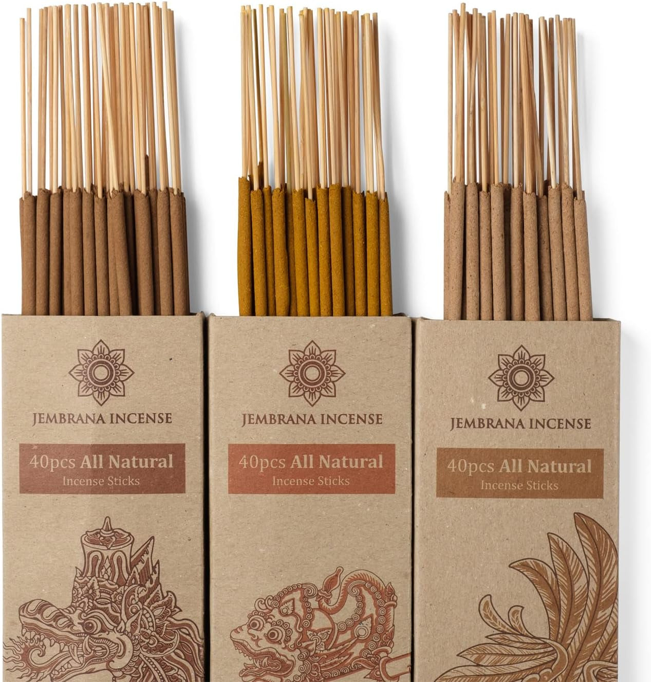 - Natural Aromatic Stick Incense - Made from Wood Bark, and Herbal Powders - No Perfumes or Fragrances - Variety Set of Agarwood, Frankincense and Turmeric, Total of 120 Sticks