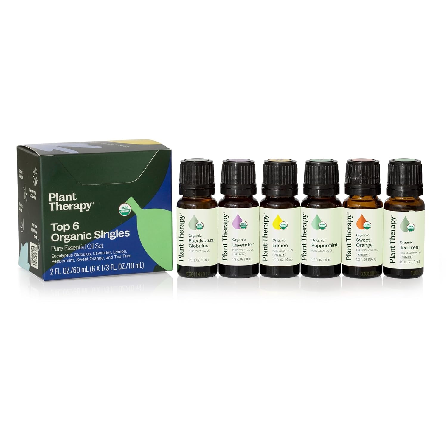 Top 6 USDA Organic Essential Oil Set - Lavender, Peppermint, Eucalyptus, Lemon, Tea Tree 100% Pure, Natural Aromatherapy, for Diffusion & Topical Use, Therapeutic Grade 10 Ml (1/3 Oz)