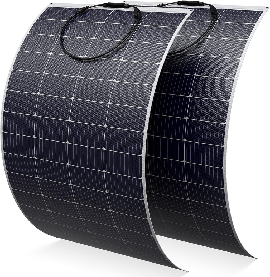 2-Pack 200Wwatt Flexible Solar Panel -Lightweight Mono Solar with ETFE Coating, IP68 Waterproof, Fiberglass Protection for 12V Battery Charging in RV, Boat, Marine, Camping & Off-Grid(400W)