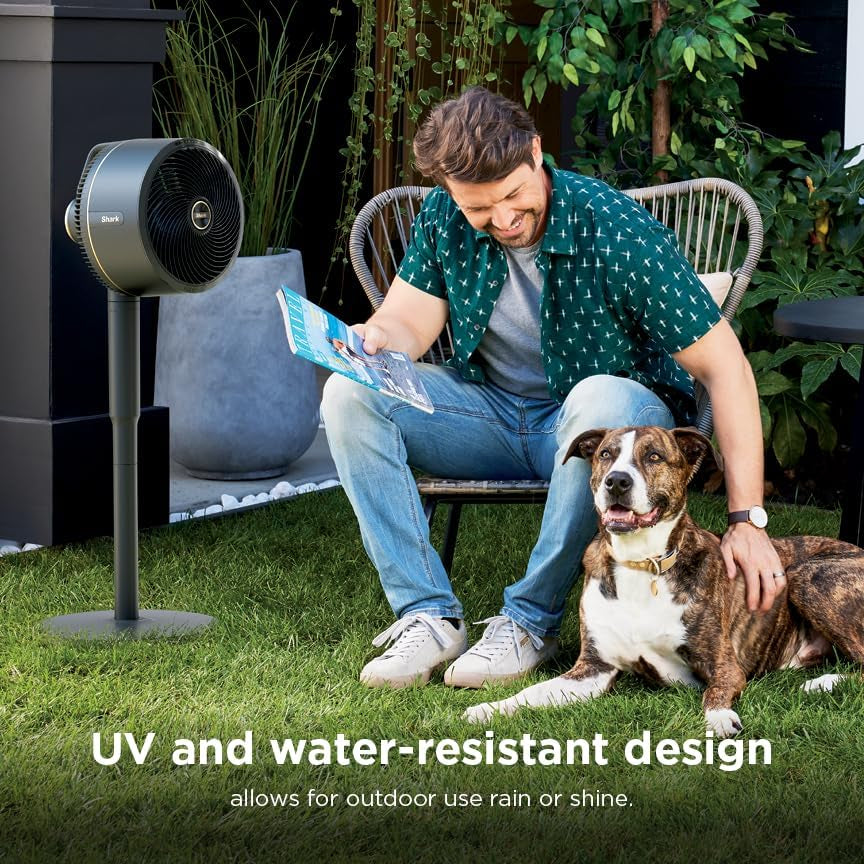 Shark Flexbreeze Fan, Indoor & Outdoor Oscillating Cooling Fan, Floor & Tabletop, Portable Cordless & Corded, Bedroom, Office & Patio Fan, Instacool Misting Attachment & Remote, Grey, FA222​