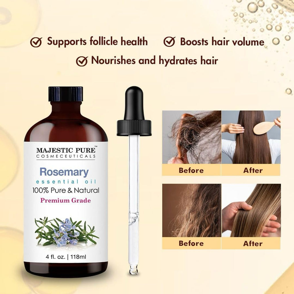 Essential Oil with Glass Dropper - 100% Pure and Natural - Essential Oils for Diffuser, Aromatherapy, Soap and Candle Making, Rosemary Essential Oil, Rosemary Oil, 4 Fl Oz