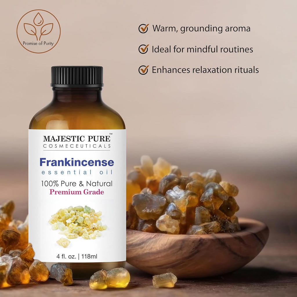 Essential Oil with Glass Dropper - 100% Pure and Natural - Essential Oils for Diffuser, Aromatherapy, Soap and Candle Making, Frankincense Essential Oil, Frankincense Oil, 4 Fl Oz