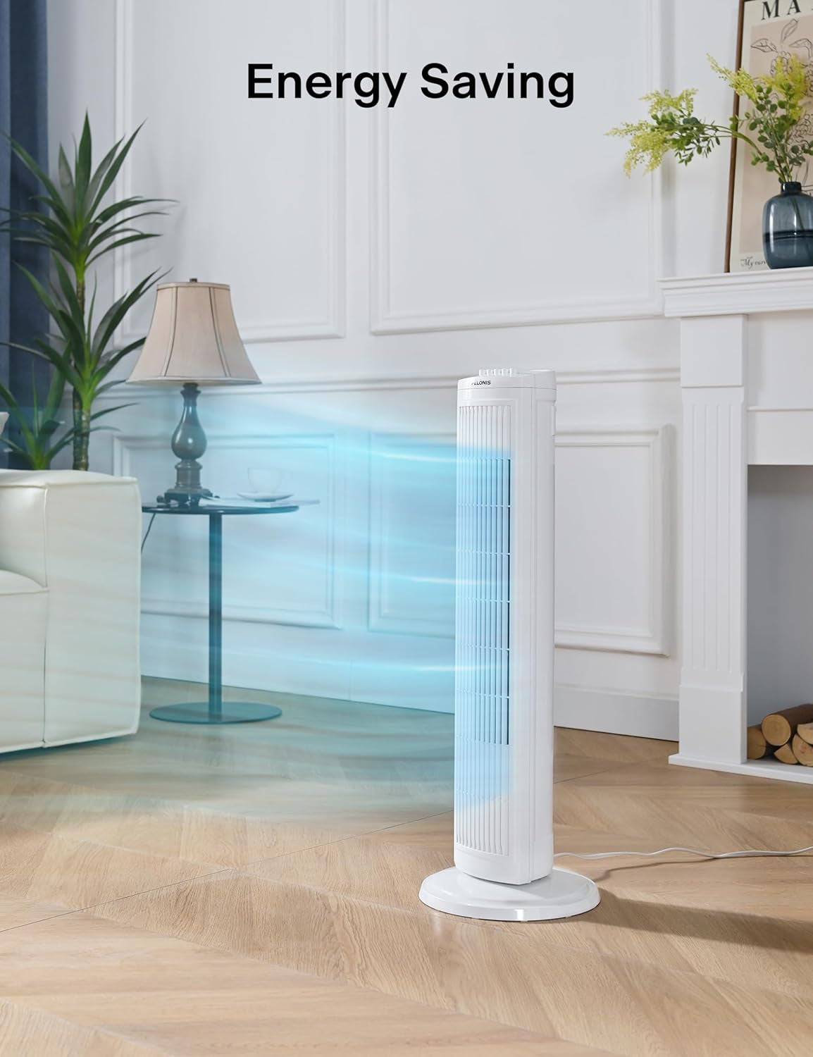 PELONIS 30 Inch Tower Fan for Bedroom, Quiet Oscillating Standing Fan with 3 Speeds, Portable Cooling Fan for Home Office Dorm Room, Auto-Off Timer, White, PFT28A2BWW