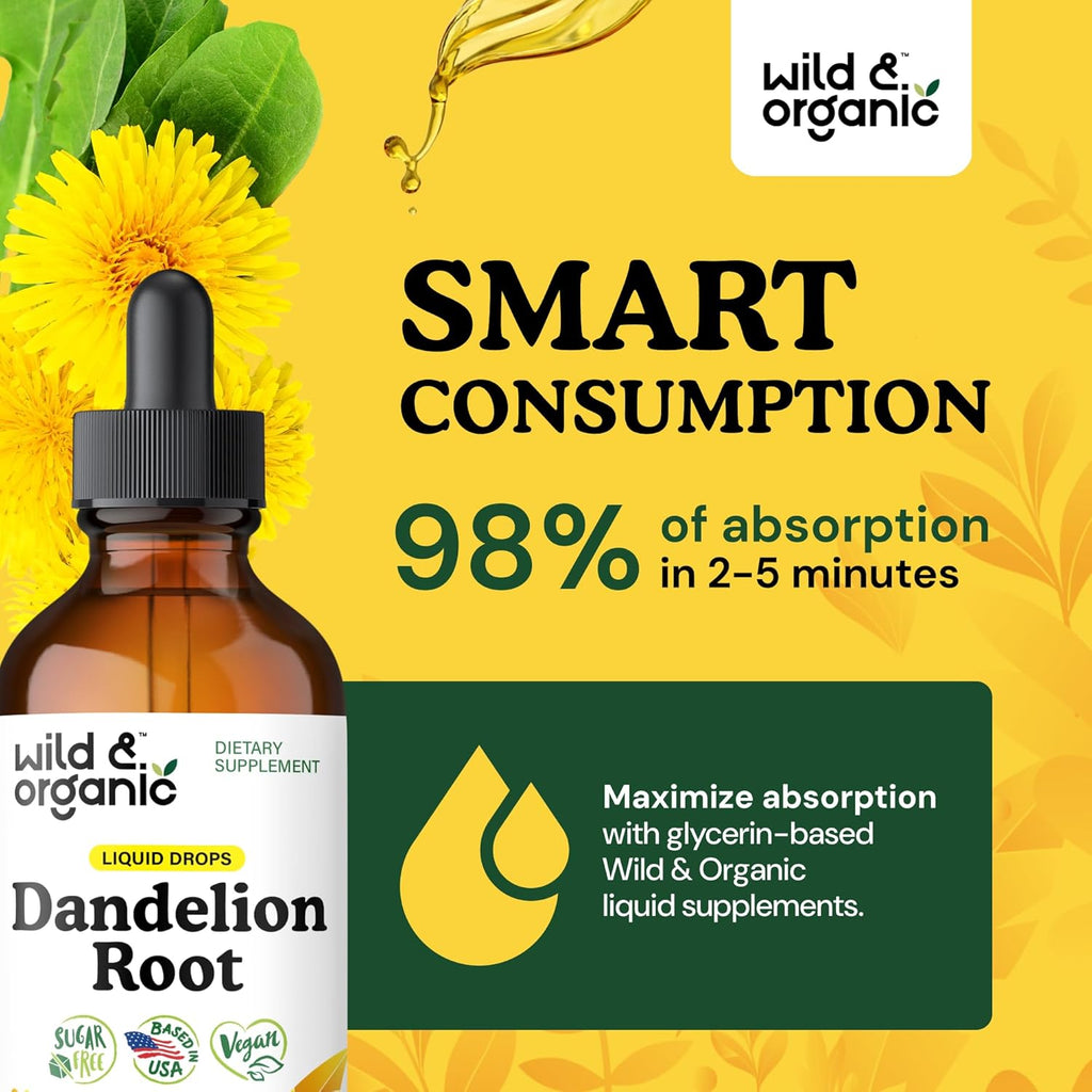 Dandelion Root Extract Drops - Liver Cleanse Detox - Herbal Dandelion Tincture - Liver Support Supplement - Add to Tea - Vegan, Sugar & Alcohol-Free Liquid Drops - 4 Fl Oz