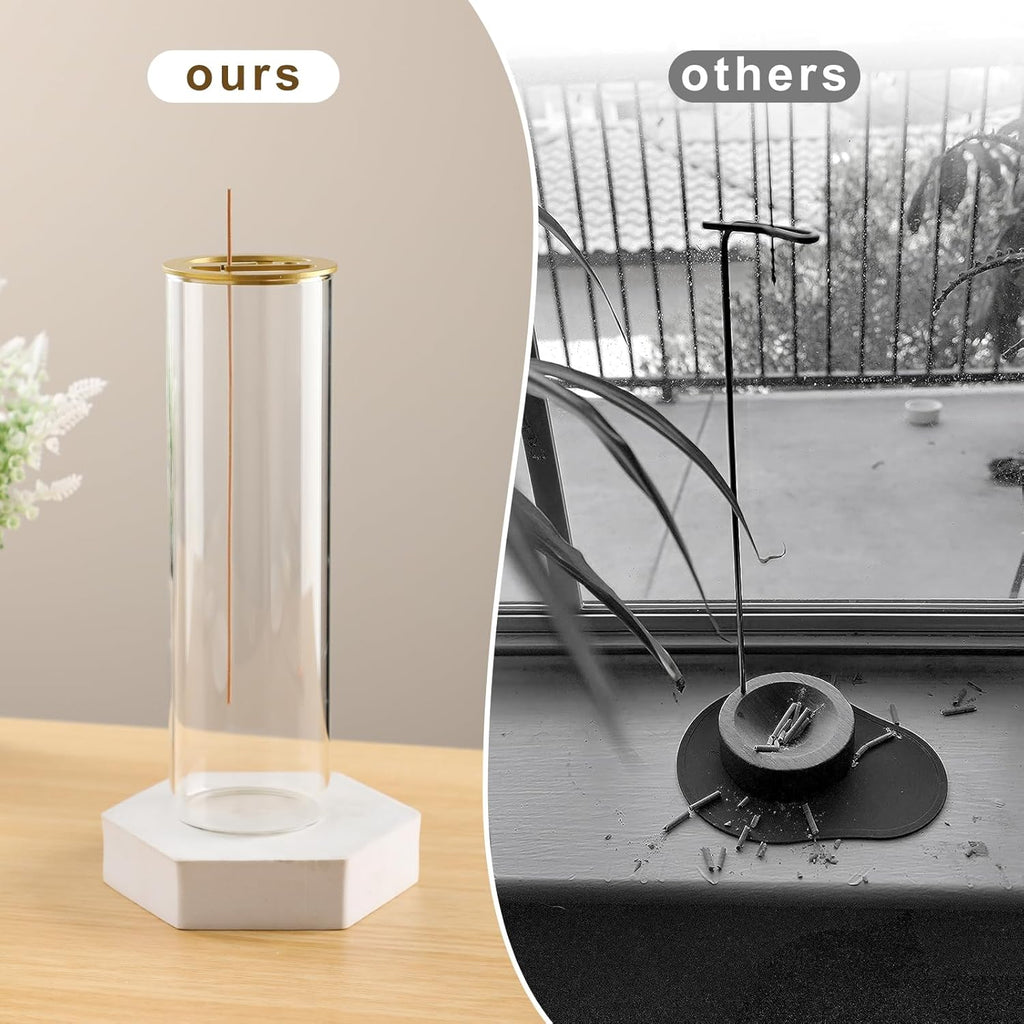 Incense Holder, 2 in 1 Incense Burner for Sticks, Ash-Proof Glass Incense Burner for Meditation Yoga Spa Room Decor Ceremonial Incense Incense Incense Scent Holder, 2 in 1