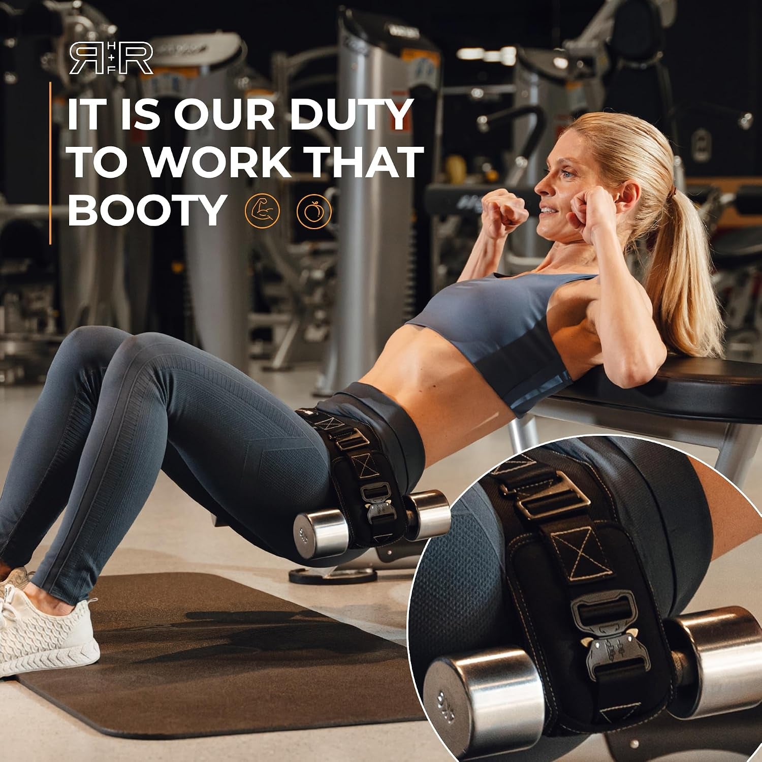 Premium Hip Thrust Belt for Dumbbells & Kettlebells (Patent-Pending) Booty Belt - Heavy Duty Glute Training System for Home Gym, Fast Setup for Progressive Overload without Barbell or Rack