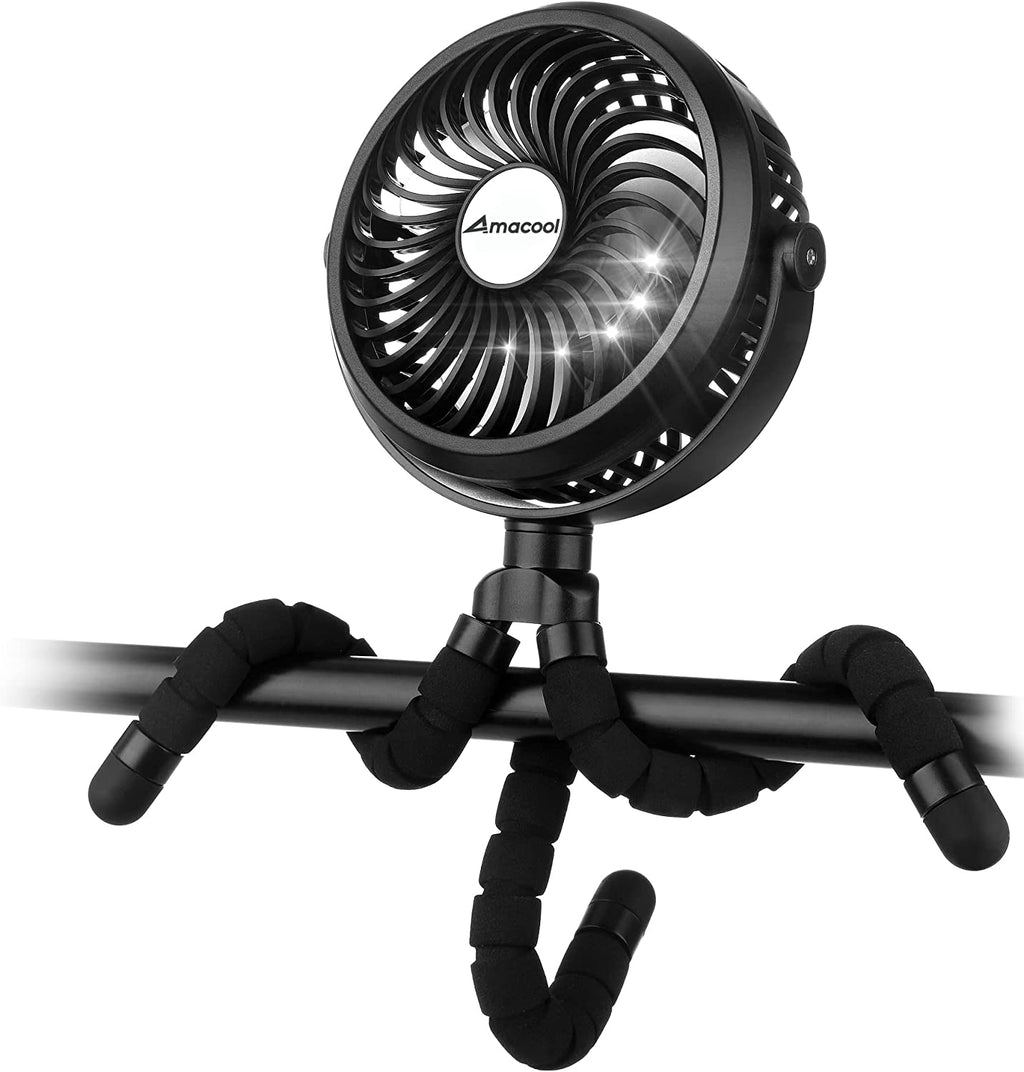 Battery Operated Stroller Fan, Baby Travel Essentials for Beach Disney, Newborn Boy & Girl Showers Gifts Registry Search, Rechargeable Clip on Fan for Car Seat Wagon Crib Bike Treadmill