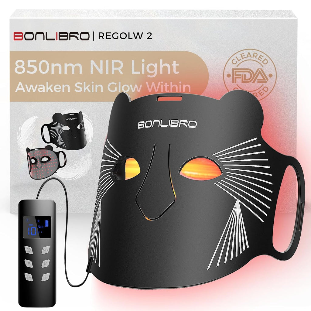 FDA Cleared Red Light Therapy Mask for Face, 850Nm NIR, 320 Leds