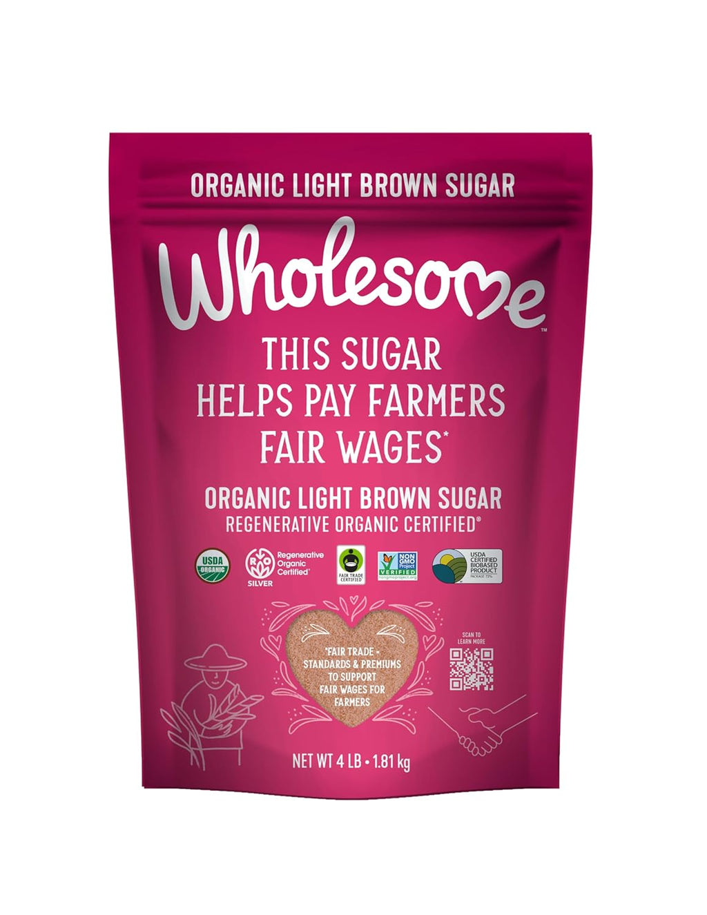 Fair Trade Organic Light Brown Sugar, 64Oz, 1-Pack