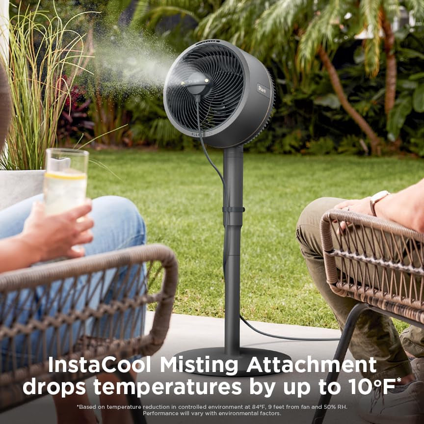 Shark Flexbreeze Fan, Indoor & Outdoor Oscillating Cooling Fan, Floor & Tabletop, Portable Cordless & Corded, Bedroom, Office & Patio Fan, Instacool Misting Attachment & Remote, Grey, FA222​