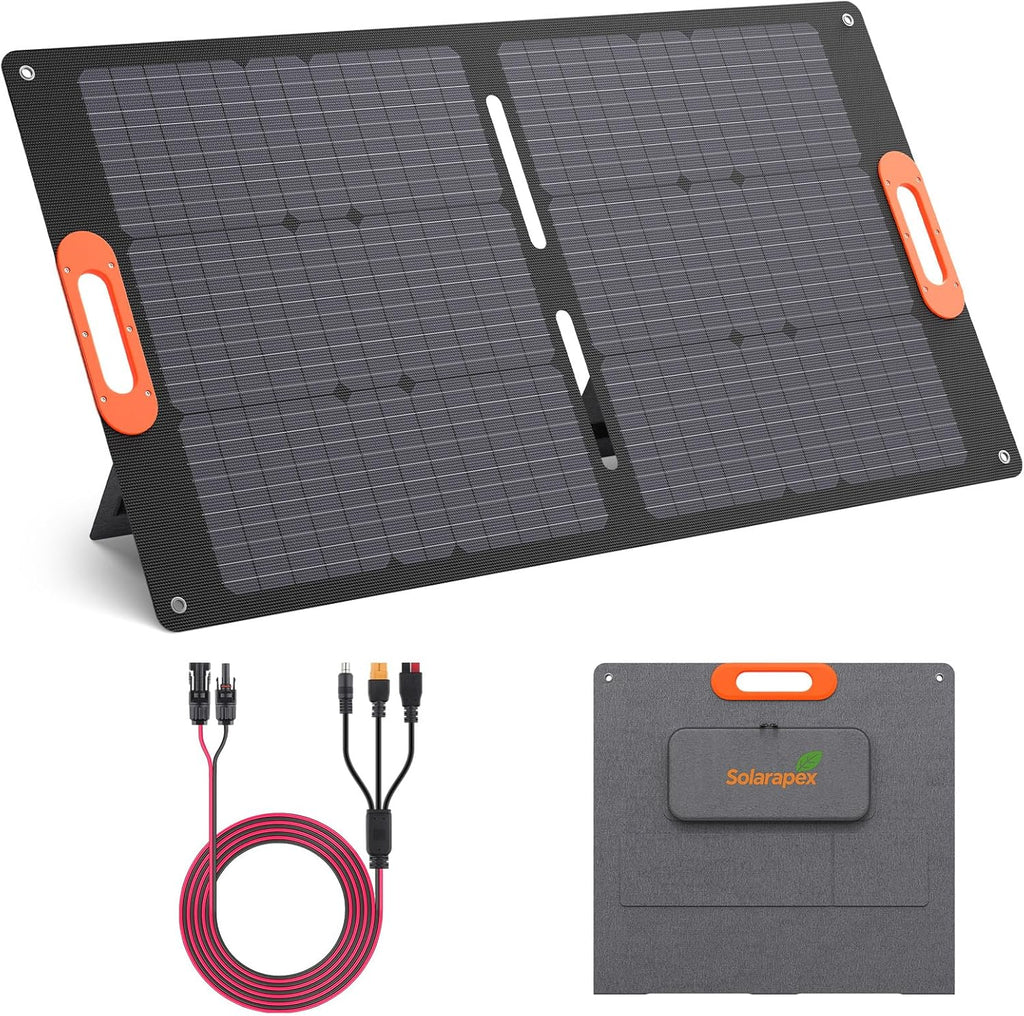 100W Portable Solar Panel, IP67 Waterproof ETFE One-Piece Lamination, 23.5% Efficiency Foldable Charger, Usb/Type-C/Mc4/Xt60/Dc8020/Anderson Output for Power Station Camping RV