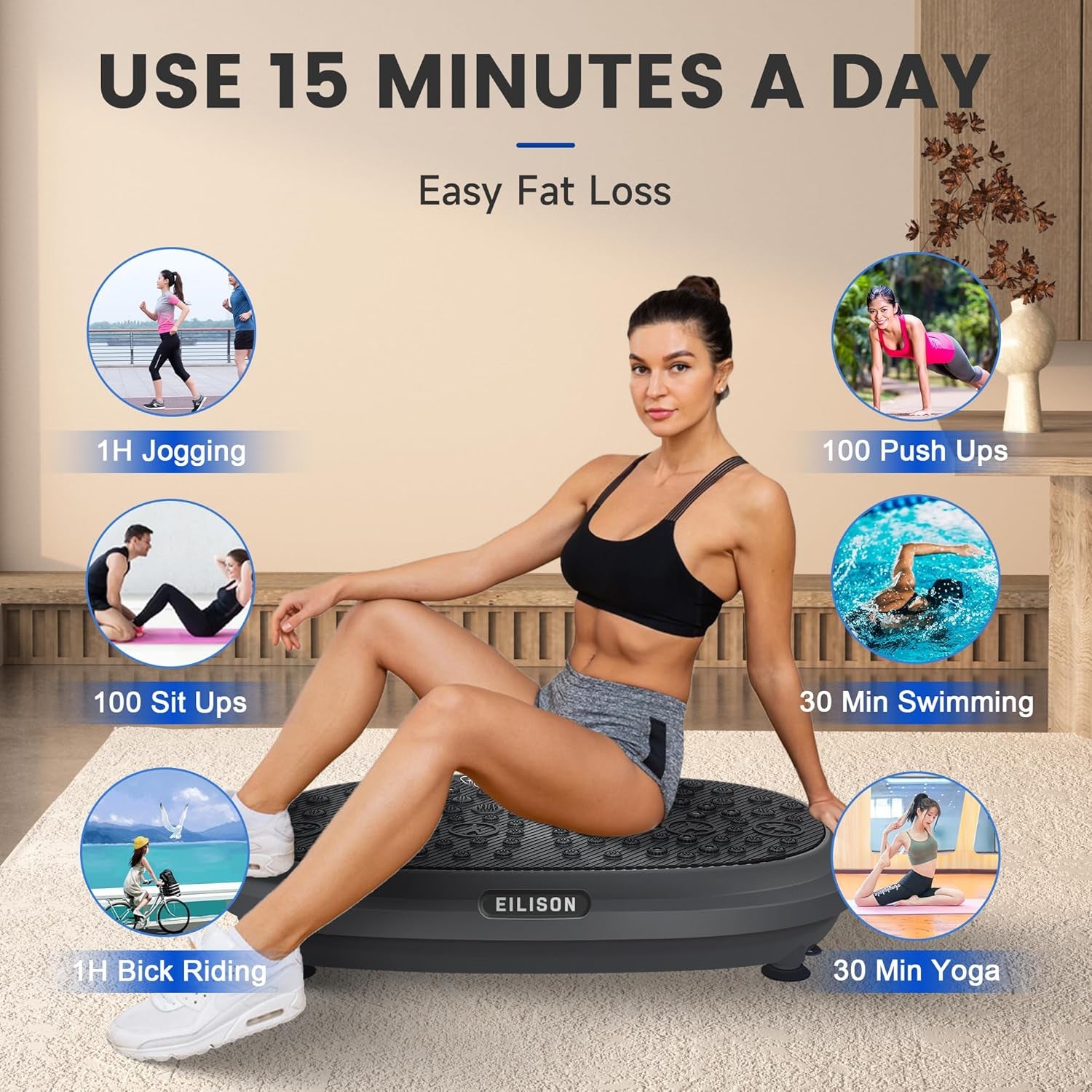 Fitmaxx 3D XL Vibration Plate Exercise Machine - Whole Body Workout Vibration Platform W/Loop Bands - Lymphatic Drainage Machine for Weight Loss, Shaping, Recovery