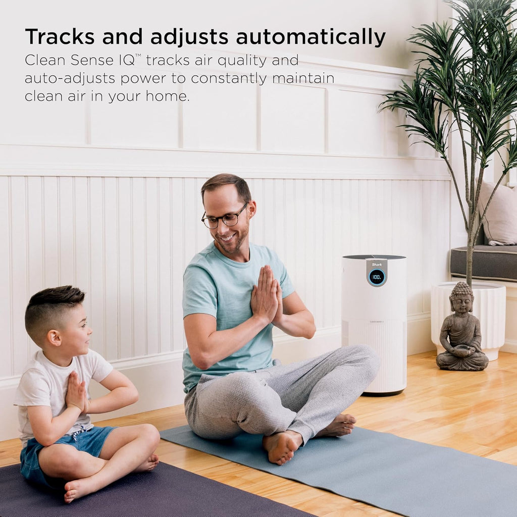Shark Air Purifier for Home Large Room, Clean Sense Technology, HEPA Air Filter, 1000 Sq Ft, Kitchen, Filters Smoke, Captures 99.98% of Particles, Pet Dander, Pollutants, Dust, Allergens, HP201
