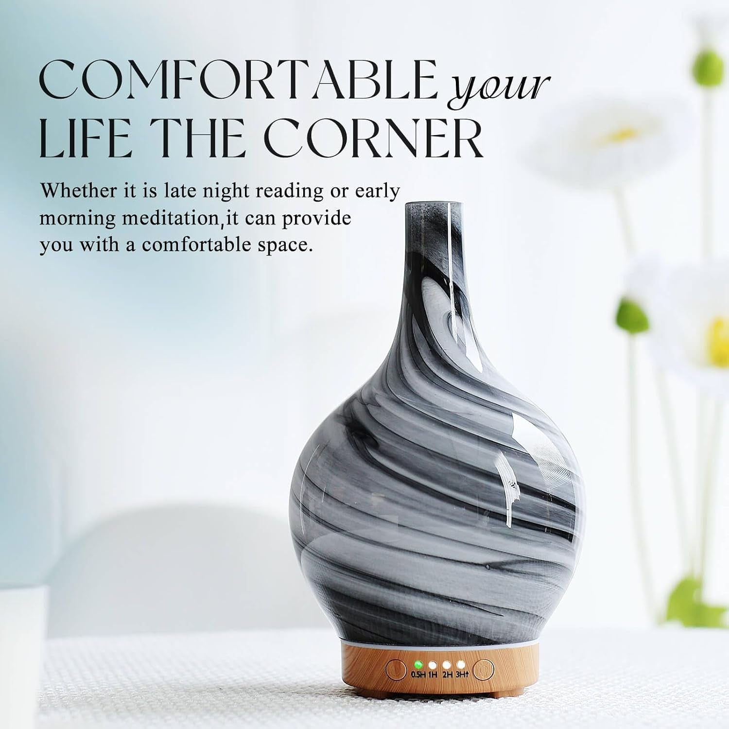 150Ml Essential Oil Diffuser Glass Color Changing Aroma Air Diffusers Aromatherapy Ultrasonic Cool Mist Humidifier 6 Running Hours Waterless Auto-Off for Sleeping, Yoga, Office, Spa (Ink)