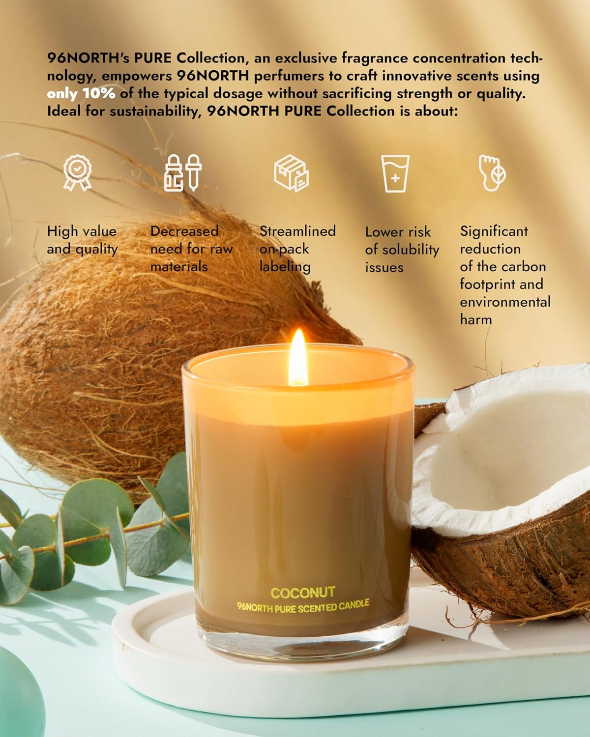 | Pure Coconut Candle | 100% Natural Soy Wax | One Wick Jar Candle | Natural Fragrance Technology | Non Toxic | up to 35 Hours Burning Time | Aromatherapy Gift for Men and Women