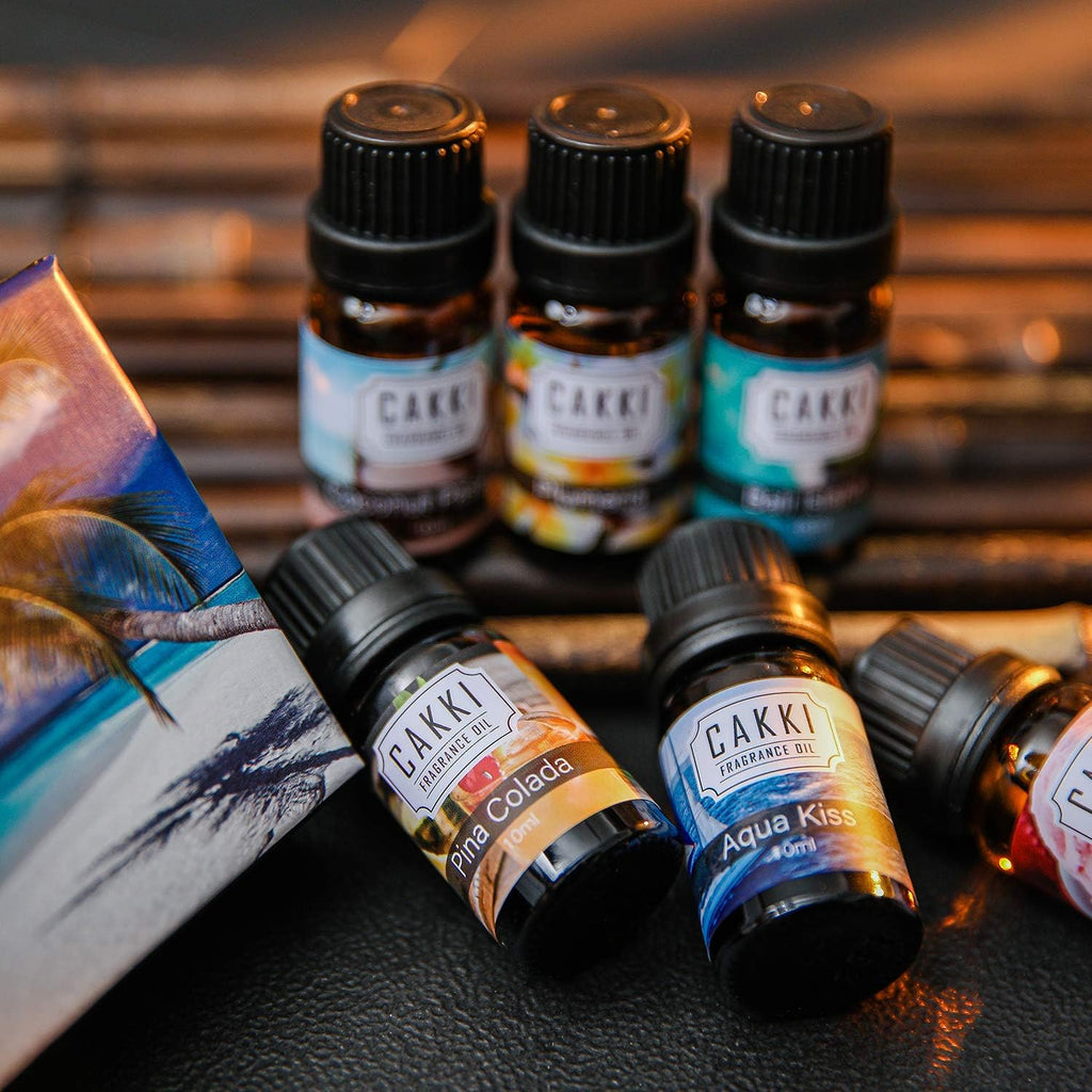 Summer Essential Oils for Diffusers for Home,  Fragrance Oils Set, Long Lasting, 6X10Ml with Coconut, Pina Colada, Aqua Kiss, Bali Island, Strawberry, Aromatherapy Oils, for Candles Making, Gifts