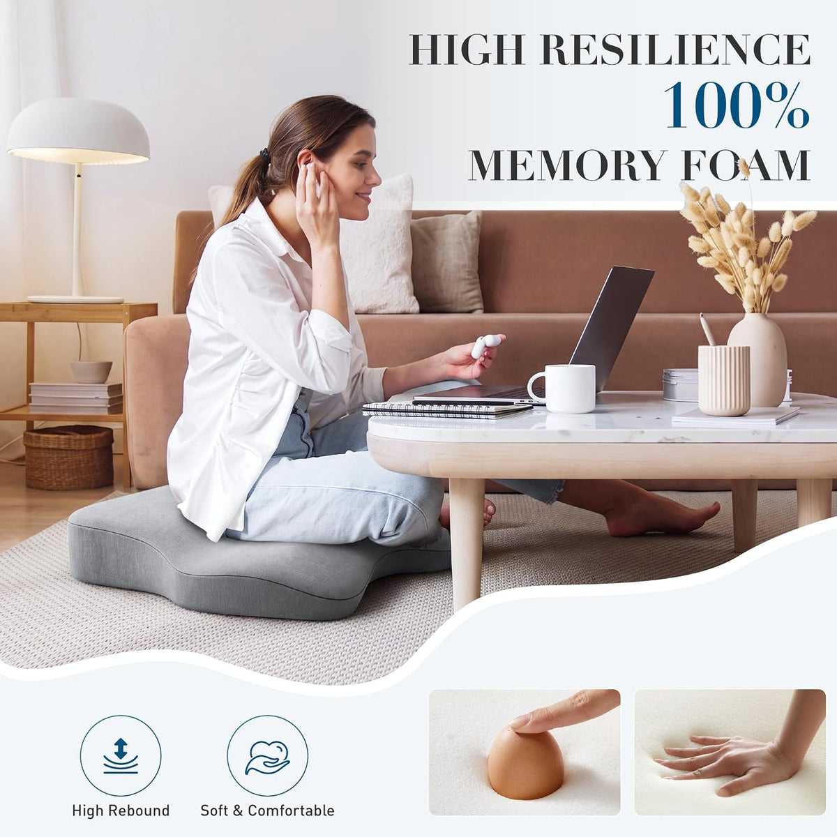 Meditation Cushion Set, Foam Yoga Pillow Seat for Sitting on Floor