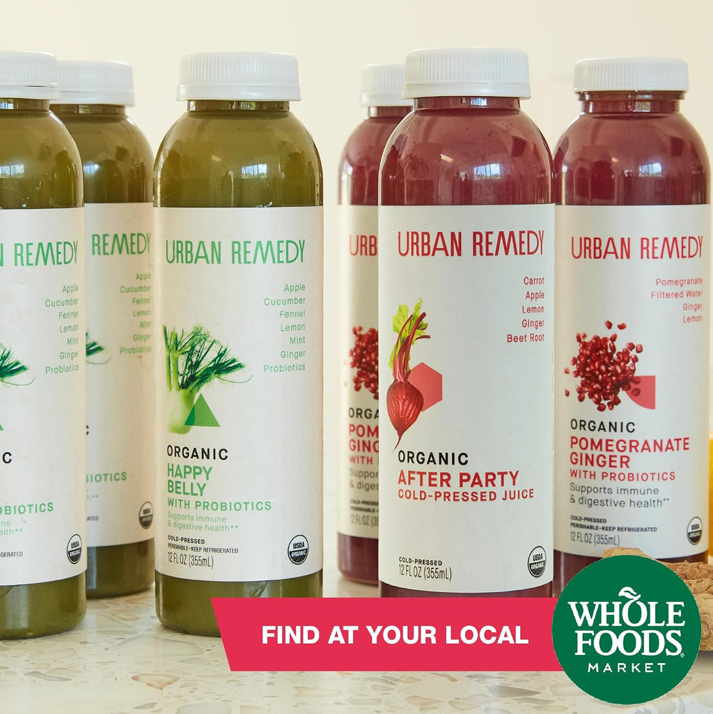 Urban Remedy after Party Organic Juice, Cold-Pressed, 12 Fl Oz, Carrot, Apple, Lemon, Ginger & Beet Blend, Digestion Support, Revitalizing Fresh Juice, Organic, Non-Gmo, Gluten-Free, Dairy-Free, Ready-To-Drink