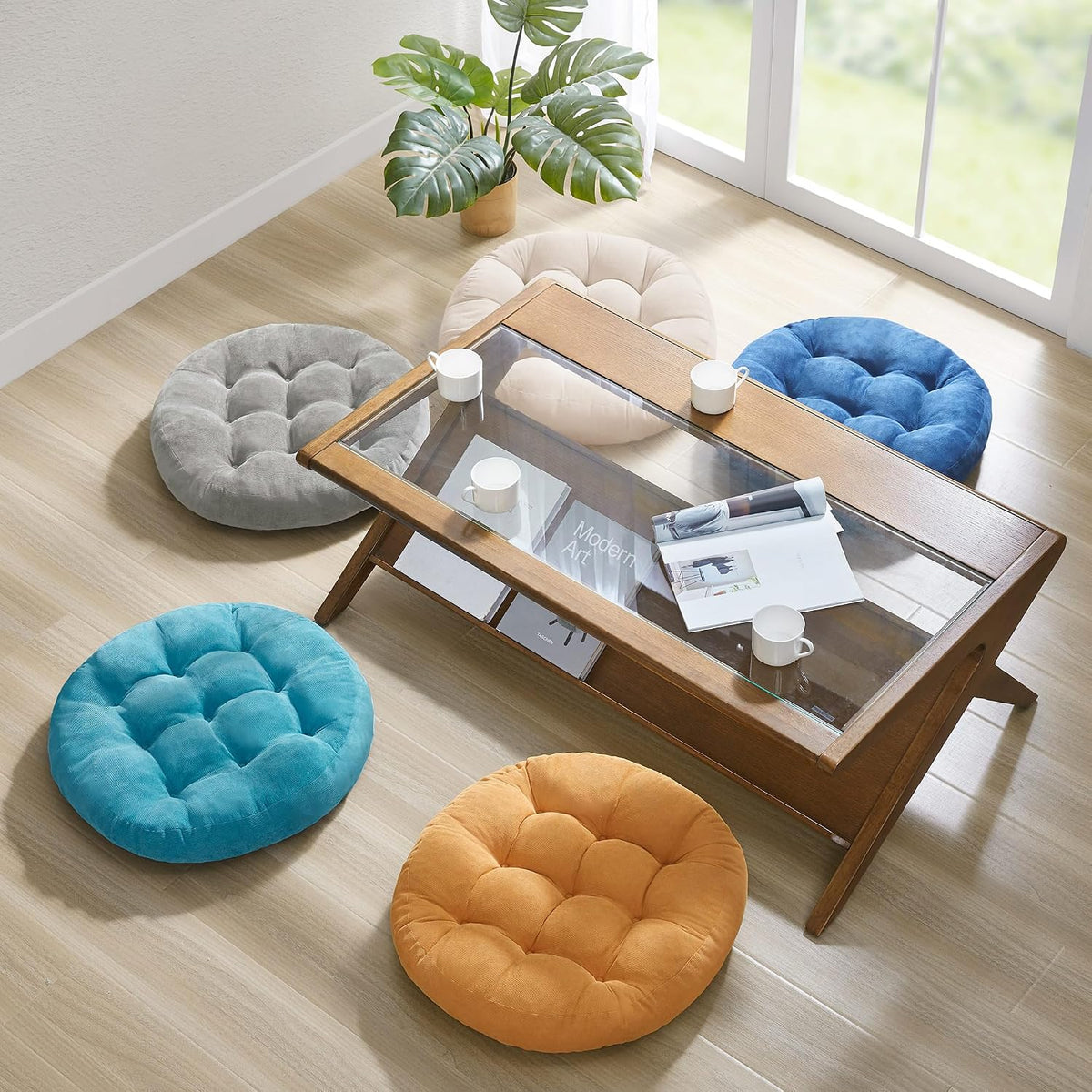 Meditation Cushions Set of 2, Large Floor Pillow for Adults, 22 Inch Round